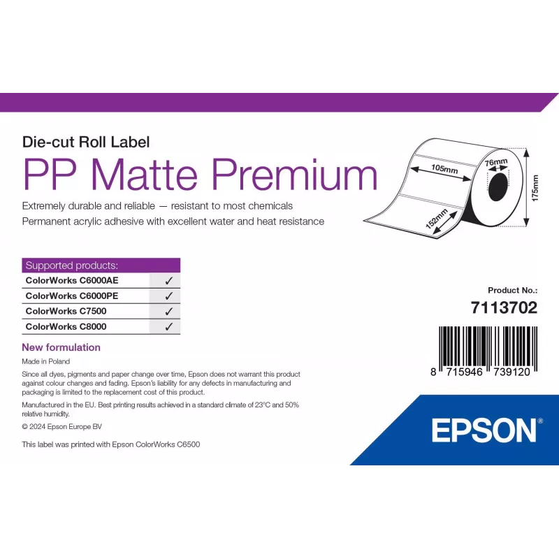 Epson 7113702 spausdintuvo etiketė Balta Lipni spausdintuvo etiketė