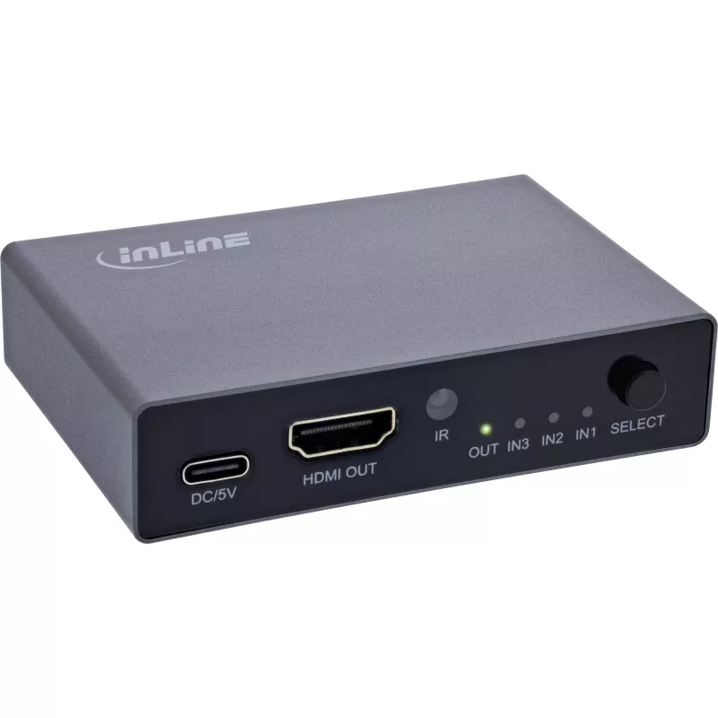 HDMI jungiklis InLine 65020 3 prievadų 8K 60Hz HDCP 2.3