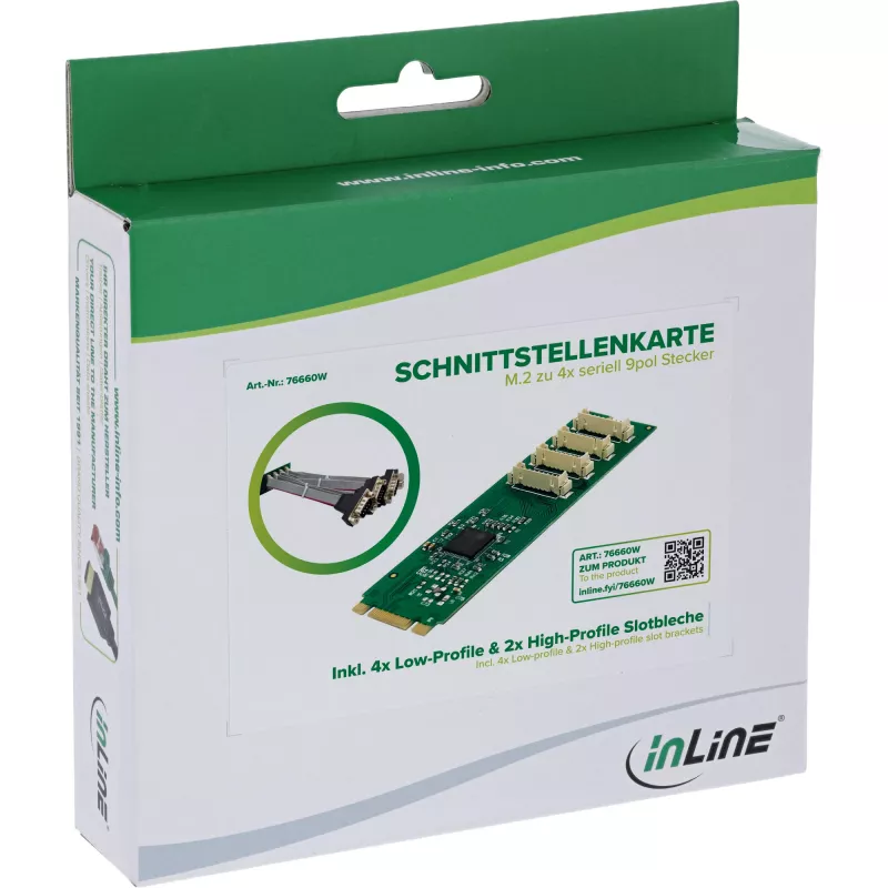 InLine 76660W vidinė nuosekliojo prievado adapteris M.2 lizdui, lizdas (M), ASIX AX99100, 4 Gbit/s