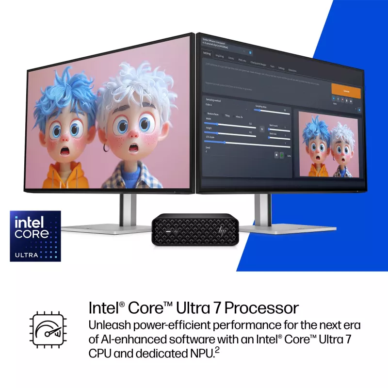 HP Z2 G1i Intel Core Ultra 7 265 32 GB DDR5-SDRAM NVIDIA RTX A1000 Windows 11 Pro Mini PC Workstation AI Workstation, AI PC