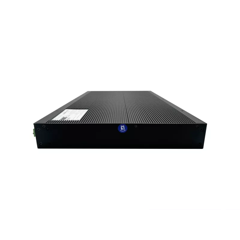 LevelOne 28 prievadų L2 Plus valdomas PoE pramoninis jungiklis, 4 x 1/2.5/10GbE SFP+, 24 PoE išėjimai, 370W, 802.3AF/AT/BT PoE, 19 colių montavimas stelaže, -40°C iki 80°C