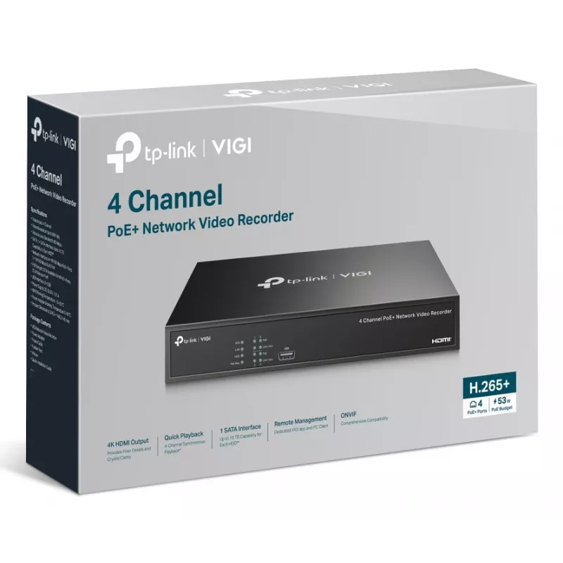 Tinklinis vaizdo registratorius TP-Link VIGI NVR1004H-4P-2TB 4 kanalai 2TB