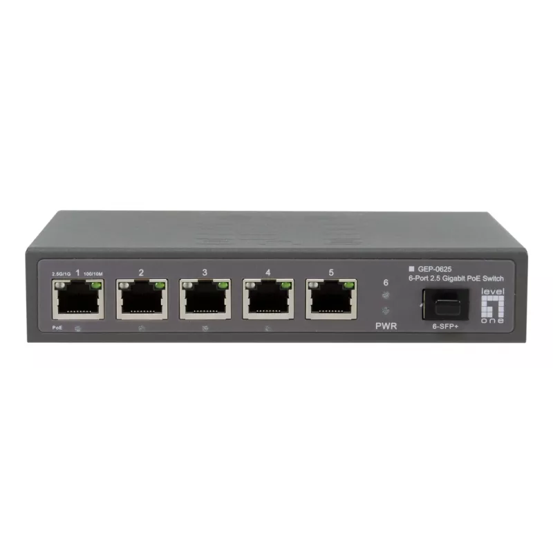 LevelOne GEP-0625 tinklo komutatorius Nevaldomas 2.5G Ethernet (100/1000/2500) Maitinimas per Ethernet (PoE) Juodas