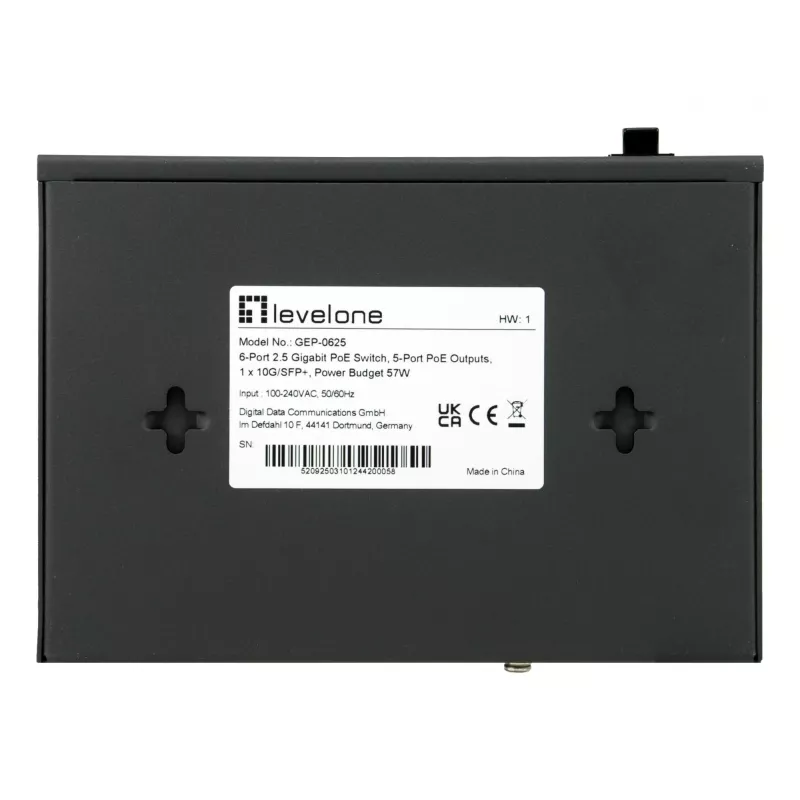 LevelOne GEP-0625 tinklo komutatorius Nevaldomas 2.5G Ethernet (100/1000/2500) Maitinimas per Ethernet (PoE) Juodas