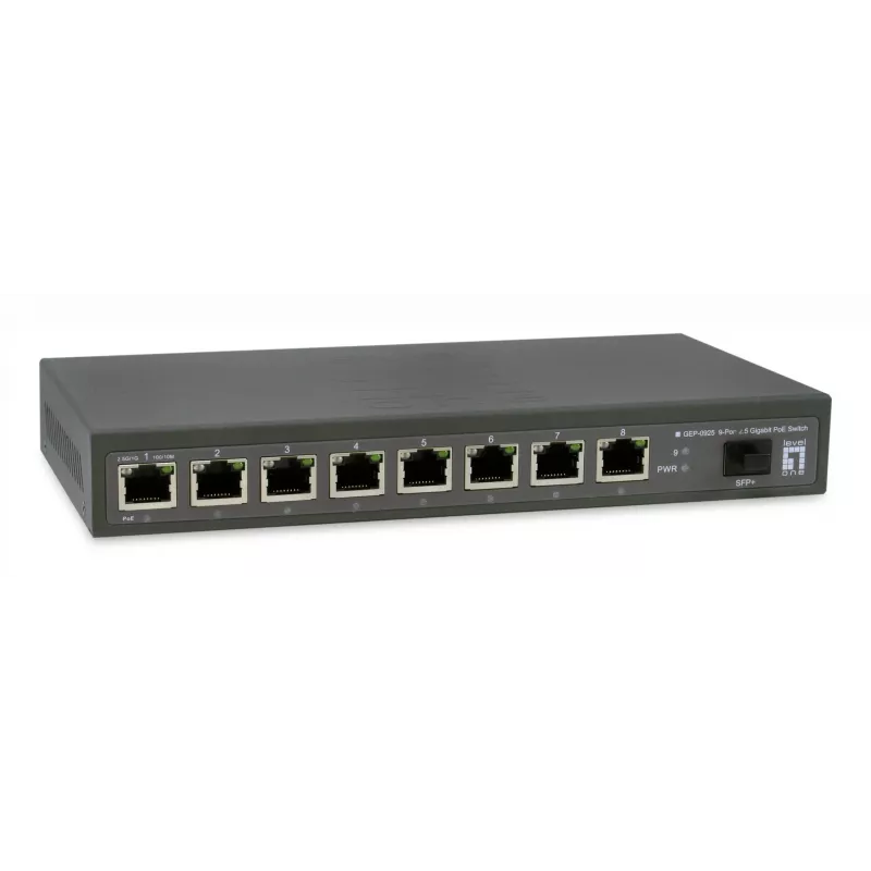 LevelOne GEP-0925 tinklo komutatorius Nevaldomas 2.5G Ethernet (100/1000/2500) Power over Ethernet (PoE) Juodas