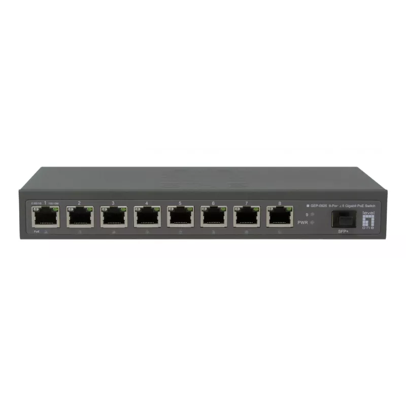 LevelOne GEP-0925 tinklo komutatorius Nevaldomas 2.5G Ethernet (100/1000/2500) Power over Ethernet (PoE) Juodas