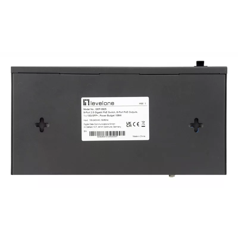 LevelOne GEP-0925 tinklo komutatorius Nevaldomas 2.5G Ethernet (100/1000/2500) Power over Ethernet (PoE) Juodas