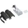 InLine užspaudžiama jungtis Cat.6A RJ45 ekranuota, 3 dalių juoda 100 vnt. pakuotė