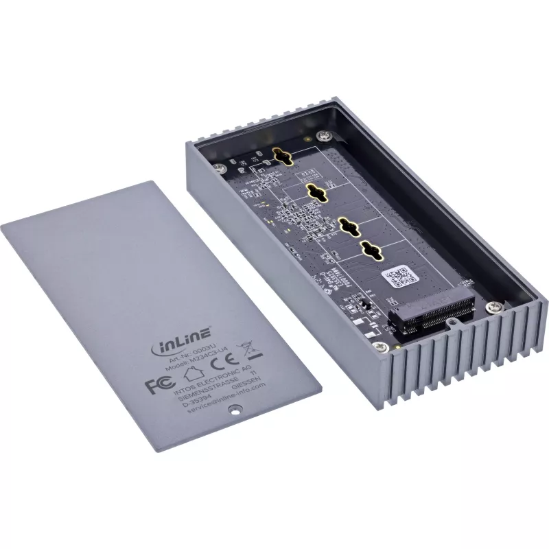 Išorinis USB4 korpusas InLine 00031J — USB-C į M.2 NVMe SSD, 40 Gb/s, aliuminis