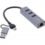 InLine 33380S sąsajos šakotuvas USB 3.2 Gen 1 (3.1 Gen 1) Type-A + Type-C 5000 Mbit/s Pilkas