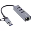 InLine 33380S sąsajos šakotuvas USB 3.2 Gen 1 (3.1 Gen 1) Type-A + Type-C 5000 Mbit/s Pilkas