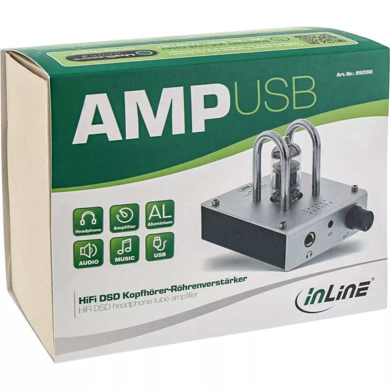 InLine AmpUSB, Hi-Res AUDIO HiFi DSD USB Audio DAC, vakuuminio vamzdžio stiprintuvas