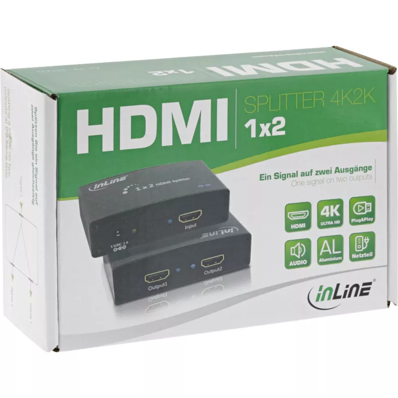 InLine HDMI skirstytuvas / daliklis, 2 prievadų, 4K2K suderinamas