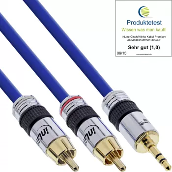 “InLine Audio kabelis Premium” 2x RCA kištukas / 3,5 mm kištukas, paauksuotas, 1 m