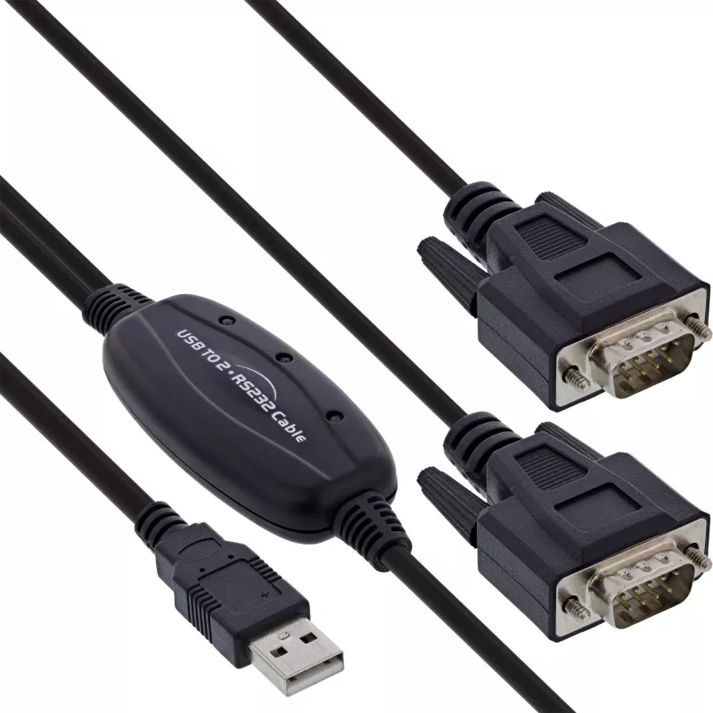 InLine USB 2.0 į 2x nuoseklųjį adapterio kabelį USB Type A į 2x 9 pin SubD vyriška 1,5 m