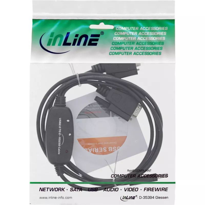 InLine USB 2.0 į 2x nuoseklųjį adapterio kabelį USB Type A į 2x 9 pin SubD vyriška 1,5 m