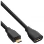 InLine Micro-USB 2.0 ilginimo kabelis, Micro-B kištukas/lizdas, juoda/auksinė, 3 m