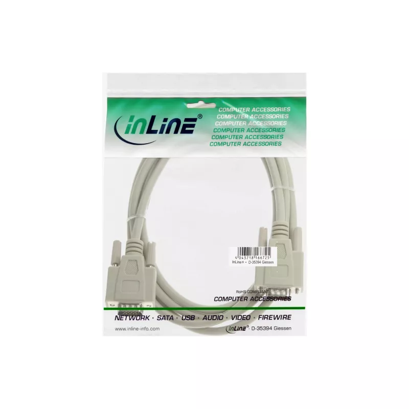 VGA laidas 15 kontaktų HD kištukas / kištukas smėlio spalvos, 2 m, InLine 17712