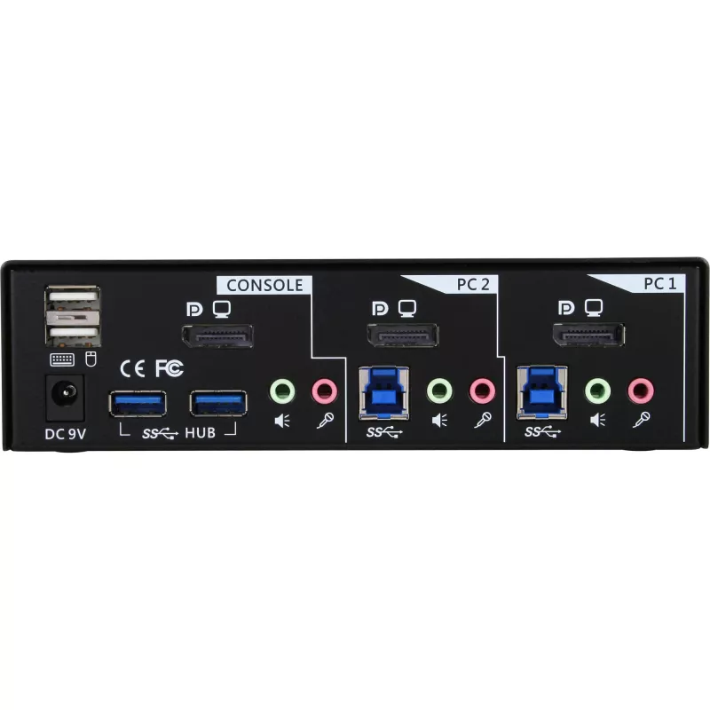InLine stalinis KVM jungiklis su 2 DisplayPort prievadais, USB 3.0 šakotuvu ir garso palaikymu