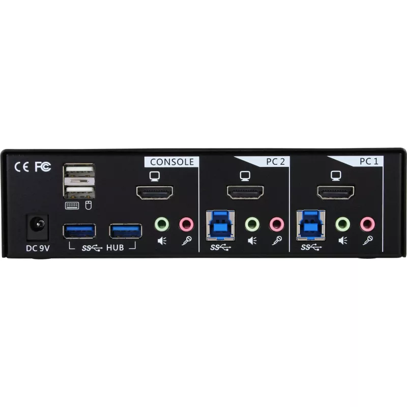InLine stalinis KVM jungiklis, 2 prievadų, HDMI, USB 3.0 šakotuvas, su garsu