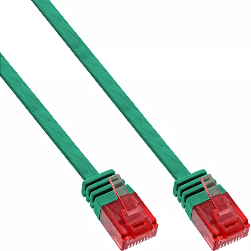 InLine plokščias itin plonas komutacinis kabelis U/UTP Cat.6 Gigabit paruoštas žalias 1.5m
