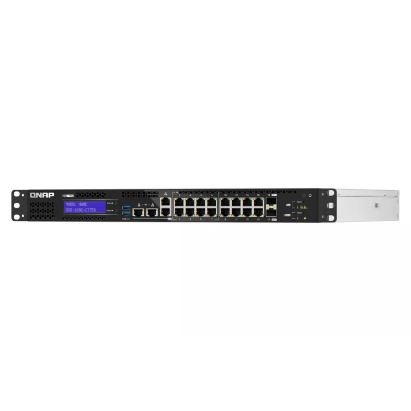 QNAP QGD-1602-C3758-16G tinklo jungiklis Valdomas L2 2.5G Ethernet (100/1000/2500) Juoda, Pilka