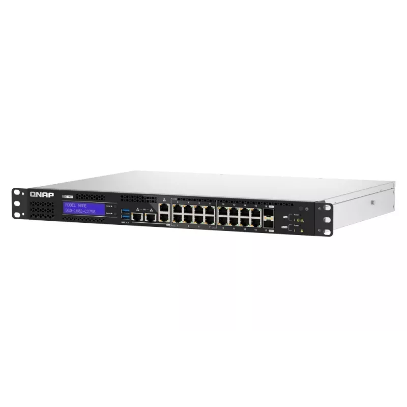 QNAP QGD-1602-C3758-16G tinklo jungiklis Valdomas L2 2.5G Ethernet (100/1000/2500) Juoda, Pilka