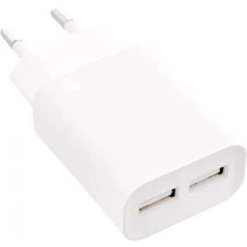 InLine USB maitinimo adapteris DUO, 2 prievadai 100-240VAC į 5V / 2,1A baltos spalvos