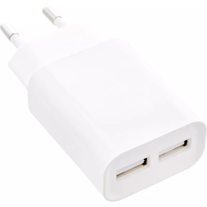 InLine USB maitinimo adapteris DUO, 2 prievadai 100-240VAC į 5V / 2,1A baltos spalvos