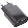 USB maitinimo adapteris, InLine, DUO 2 prievadų 100-240VAC į 5V / 2.1A juodas