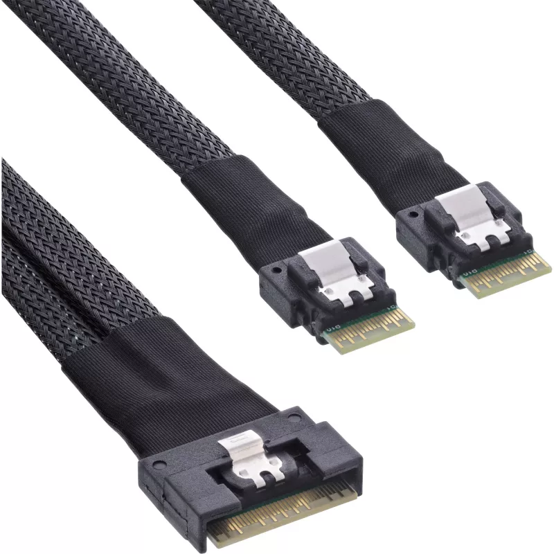 InLine plonas SAS kabelis, SFF-8654 8i į 2x SFF-8654 4i, 0,75 m