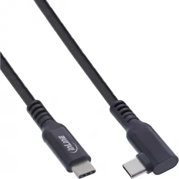 InLine USB 3.2 Gen.1 kabelis, USB Type-C laidas su kištukais abiejuose galuose, kampinis, skirtas VR, juodas, 5 m