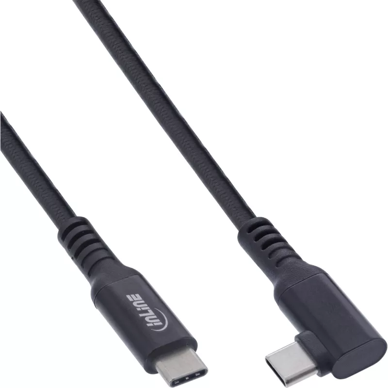 InLine USB 3.2 Gen.1 kabelis, USB Type-C laidas su kištukais abiejuose galuose, kampinis, skirtas VR, juodas, 5 m