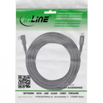 InLine USB 3.2 Gen.1 kabelis, USB Type-C laidas su kištukais abiejuose galuose, kampinis, skirtas VR, juodas, 5 m