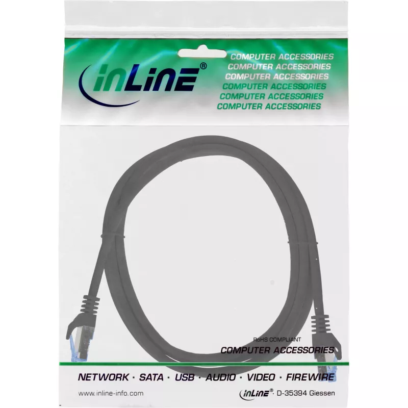 InLine 72614S tinklo kabelis juodas 1,5 m Cat6a S/FTP (S-STP)