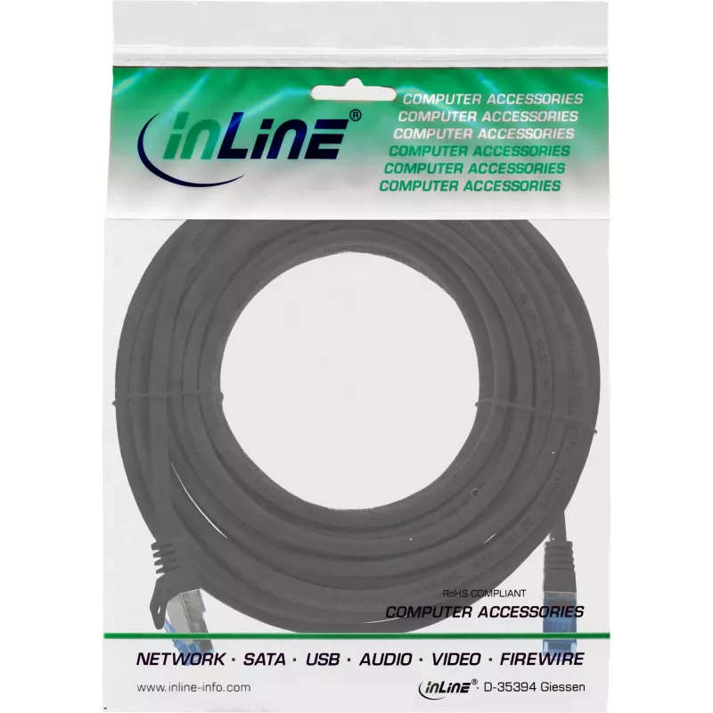 InLine 72605S tinklo kabelis juodas 5 m Cat6a S/FTP (S-STP)