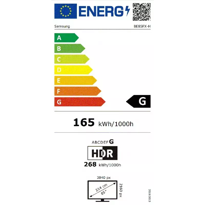 Samsung BE85FX-H Skaitmeninių ženklų plokščiasis ekranas 2,16 m (85 colių) LED Wi-Fi 4K Ultra HD Juodas Įmontuotas procesorius Tizen 16/7