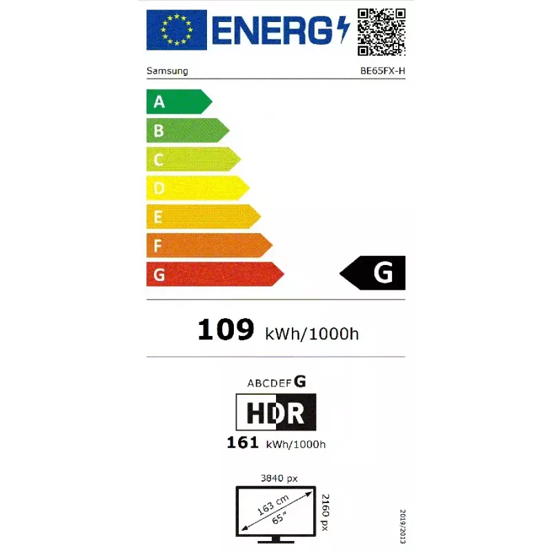 Samsung BE65FX-H Skaitmeninės reklamos plokščiasis ekranas 165,1 cm (65 colių) LED Wi-Fi 4K Ultra HD Juodas Integruotas procesorius Tizen 16/7