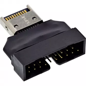 InLine 33446T jungčių adapteris USB Type-E Key A, 20 kontaktų USB 3.0 antraštė, 19 kontaktų Juodas