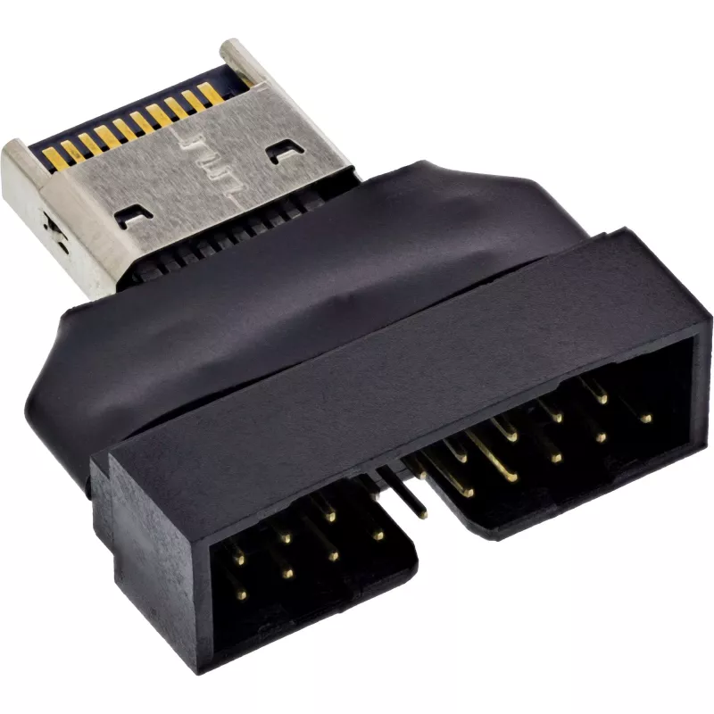InLine 33446T jungčių adapteris USB Type-E Key A, 20 kontaktų USB 3.0 antraštė, 19 kontaktų Juodas