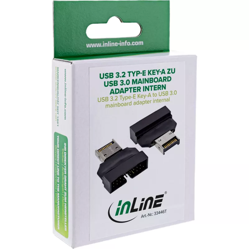 InLine 33446T jungčių adapteris USB Type-E Key A, 20 kontaktų USB 3.0 antraštė, 19 kontaktų Juodas