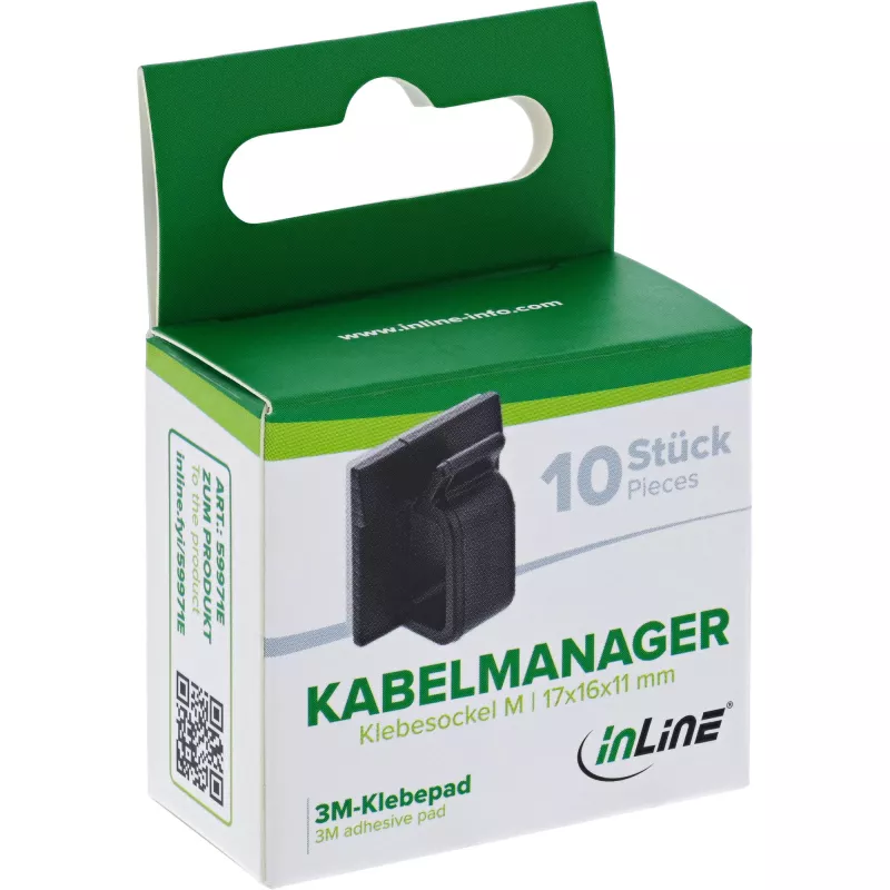 InLine 59971E kabelių tvarkyklė Universalus Kabelio kabliukas Juoda 10 vnt.