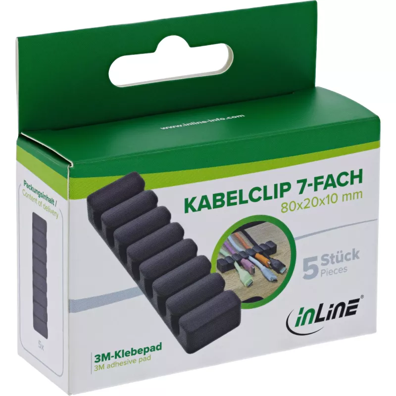 “InLine 59971L” kabelių laikiklis Universalus kabelių spaustukas Juodas 5 vnt.