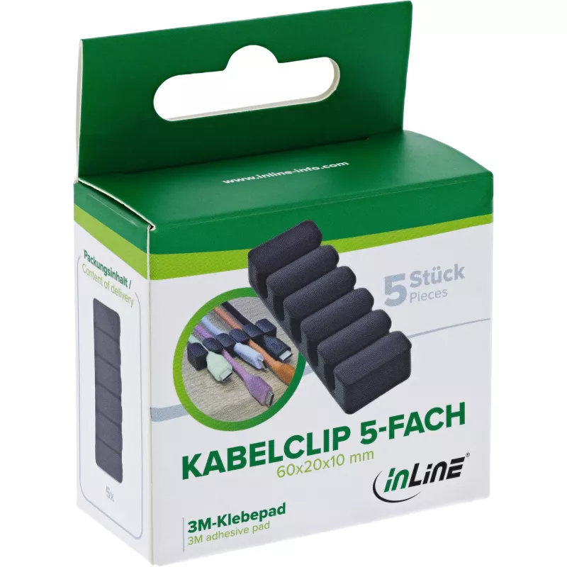 InLine 59971K kabelių tvarkyklė Universali kabelių spaustukas Juoda 5 vnt.