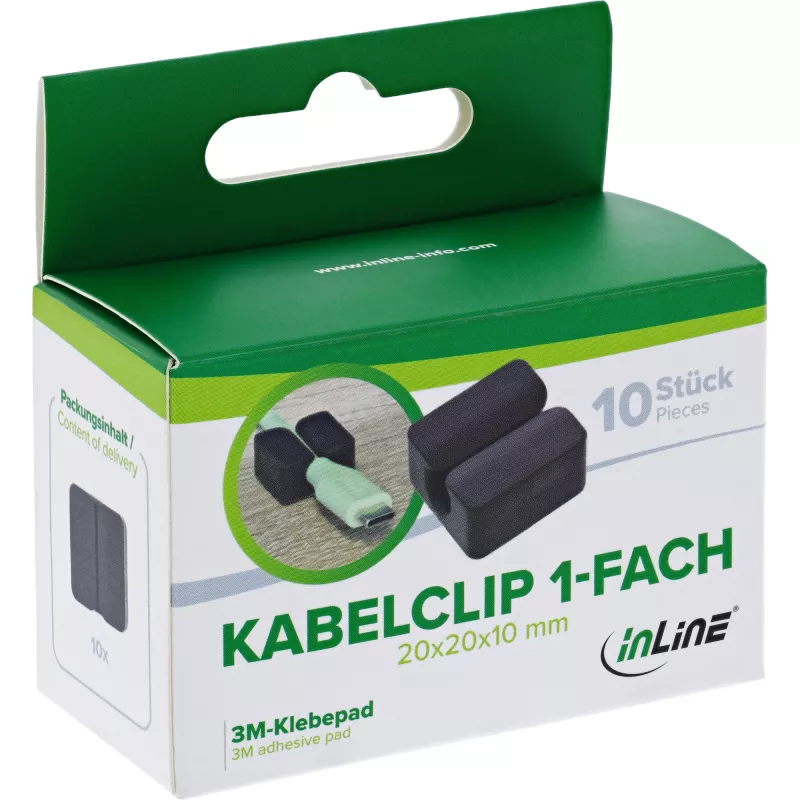 InLine 59971I kabelių tvarkyklė Universali kabelių laikiklis Juoda 10 vnt.