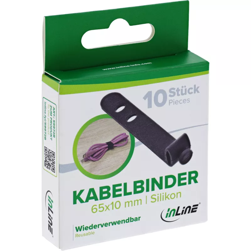InLine 59972B kabelių raištis Kopėtėlinis kabelių raištis Silikonas Juoda 10 vnt.