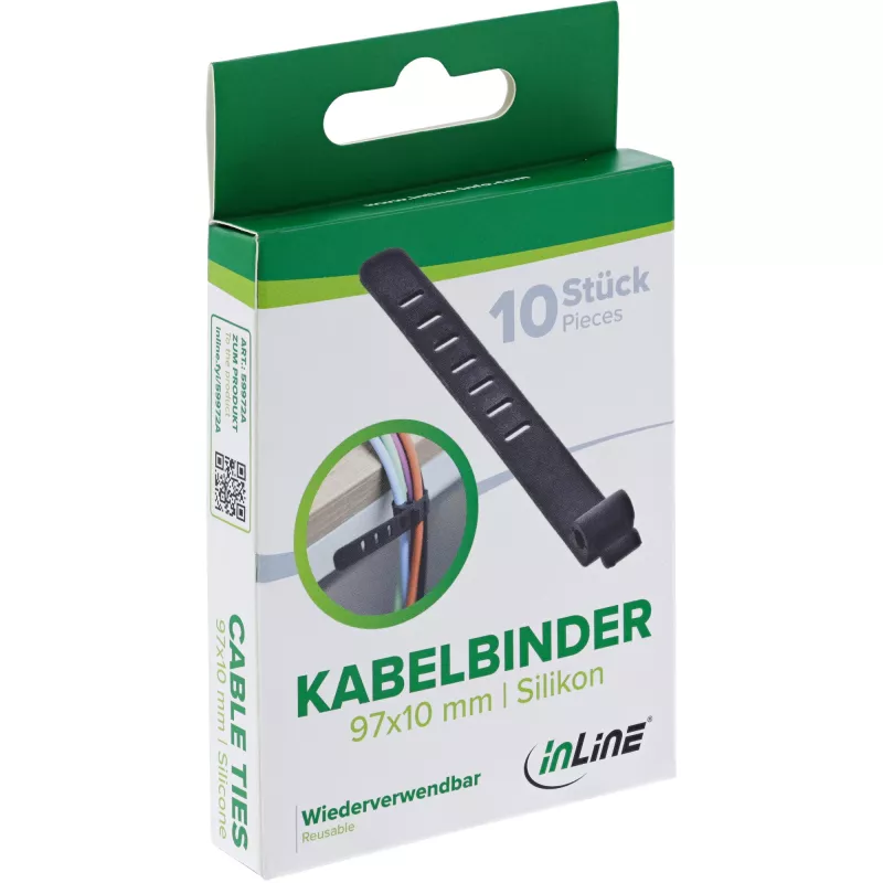 InLine 59972A kabelių raištis Kopėtėlinis kabelių raištis Silikonas Juoda 10 vnt.