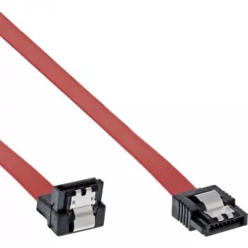InLine SATA laidas 150 / 300 / 600 S-ATA jungtims, kampinis su skląsčiais 90° 0,5 m