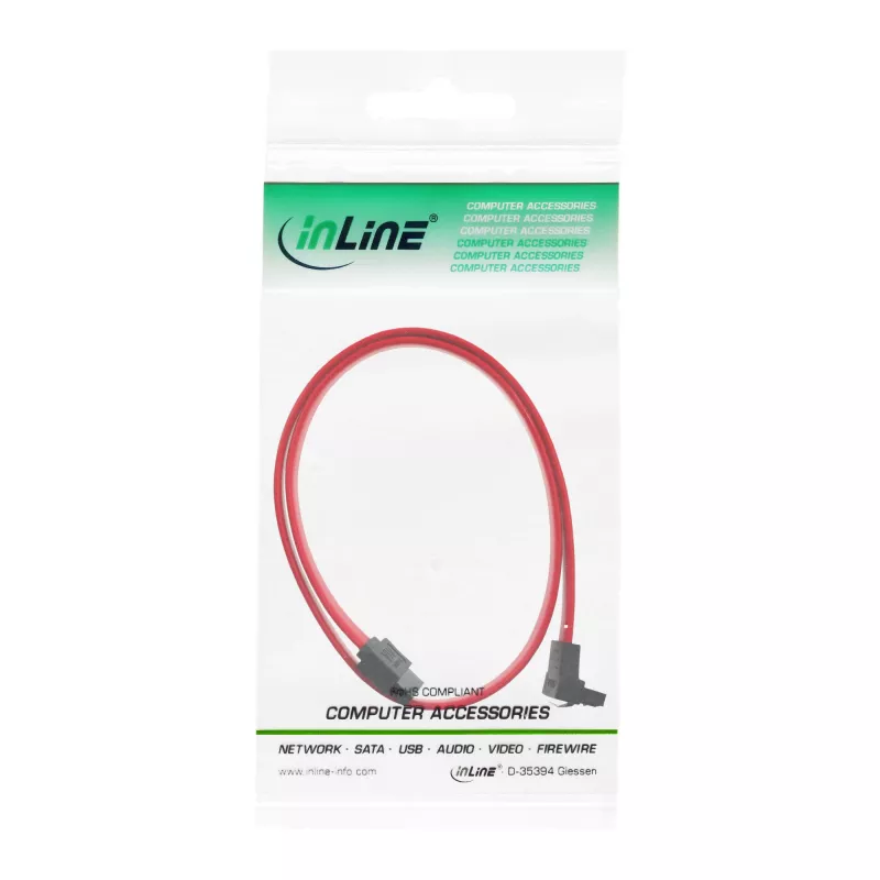 InLine SATA laidas 150 / 300 / 600 S-ATA jungtims, kampinis su skląsčiais 90° 0,5 m