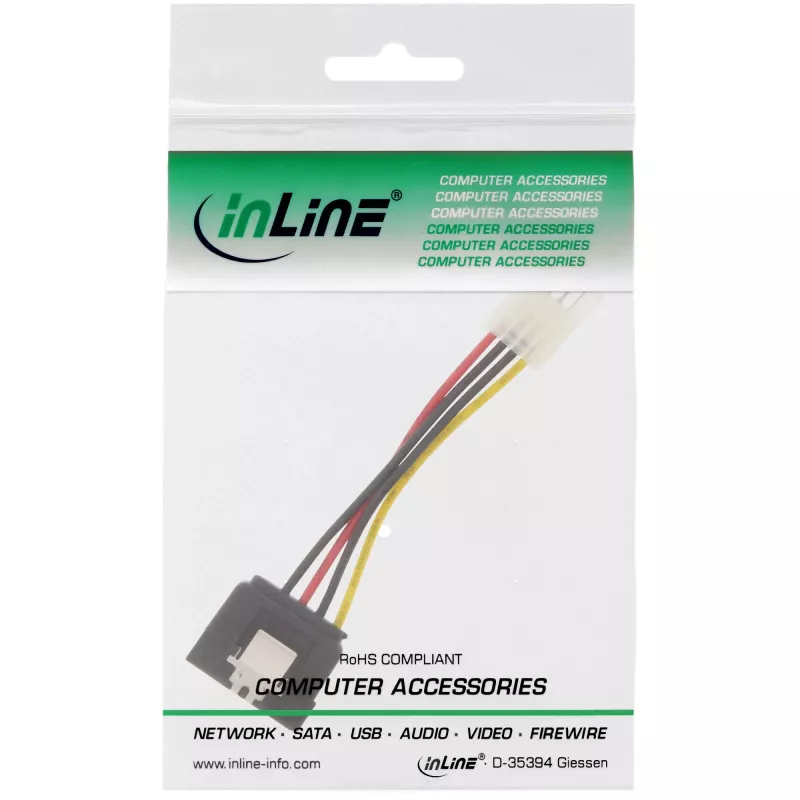 InLine SATA maitinimo adapterio kabelis 3,5 col. / 15 kontaktų SATA su fiksatoriumi 0,06 m